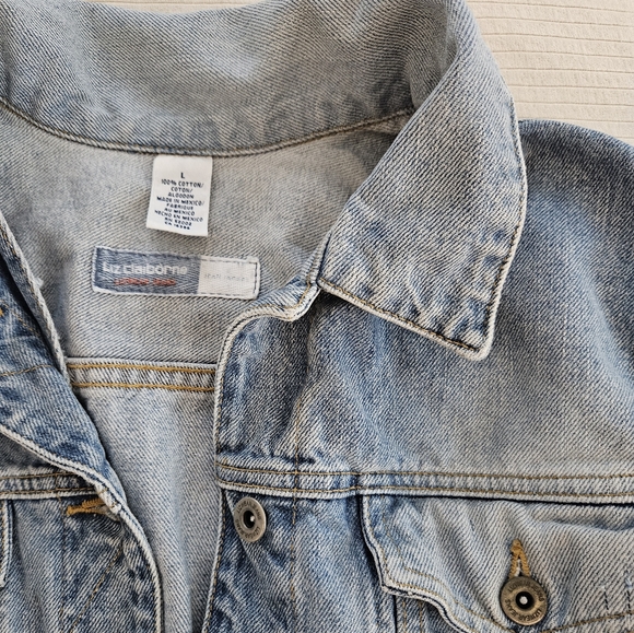vtg liz claiborne denim grunge 90s y2k boho indie urban oversized jean jacket - Picture 2 of 7